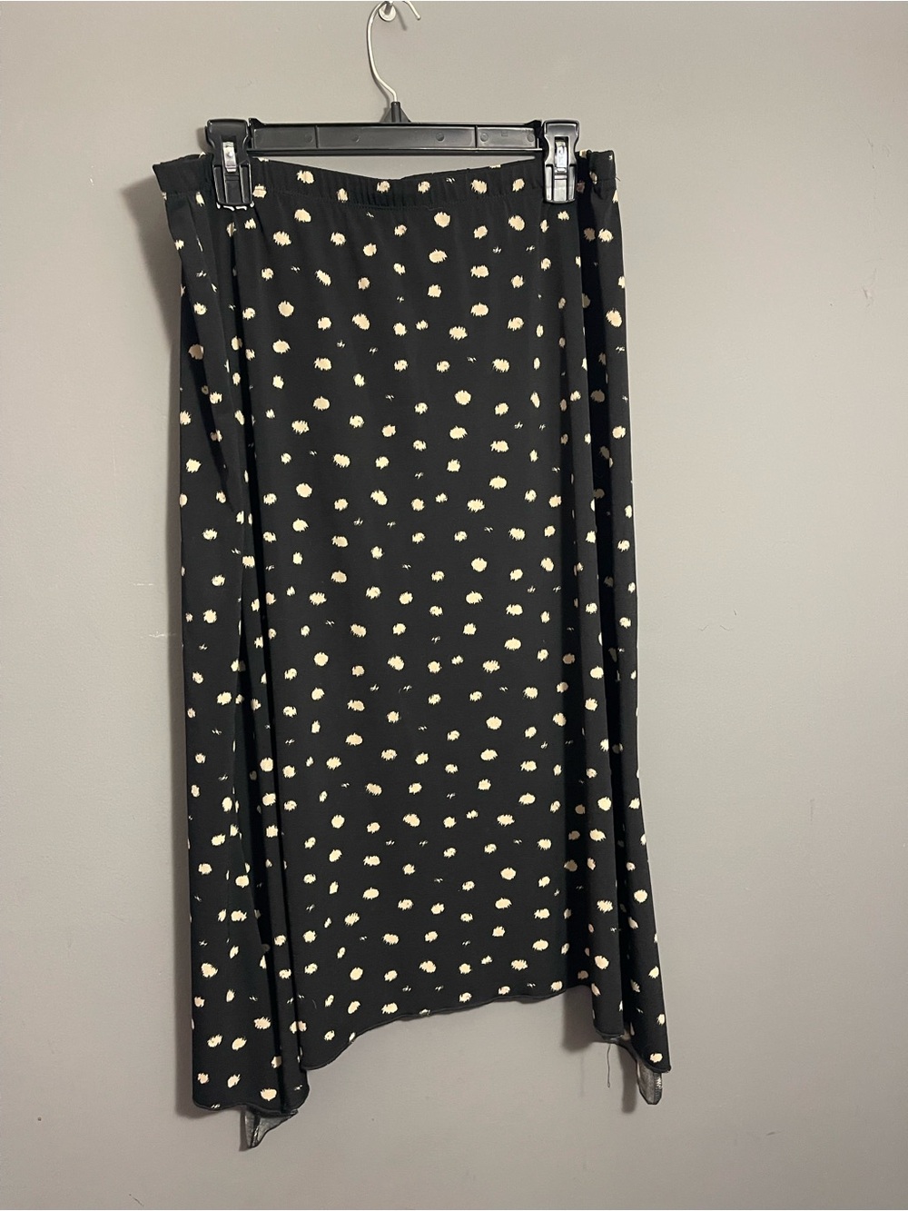 Black Polka Dot Midi Skirt - Cream Dot Print